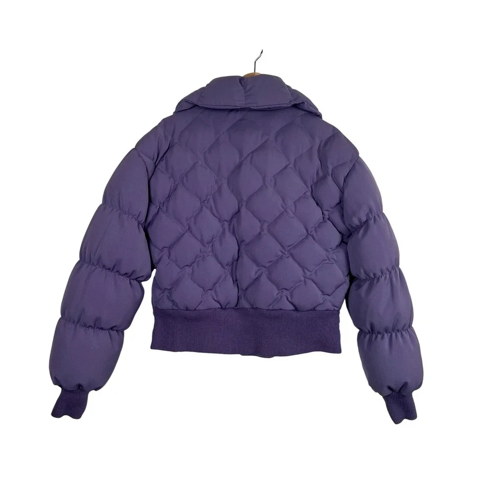 Catherine Malandrino x The Limited Down Puffer Jacket Purple Quilted XL‎ Cropped